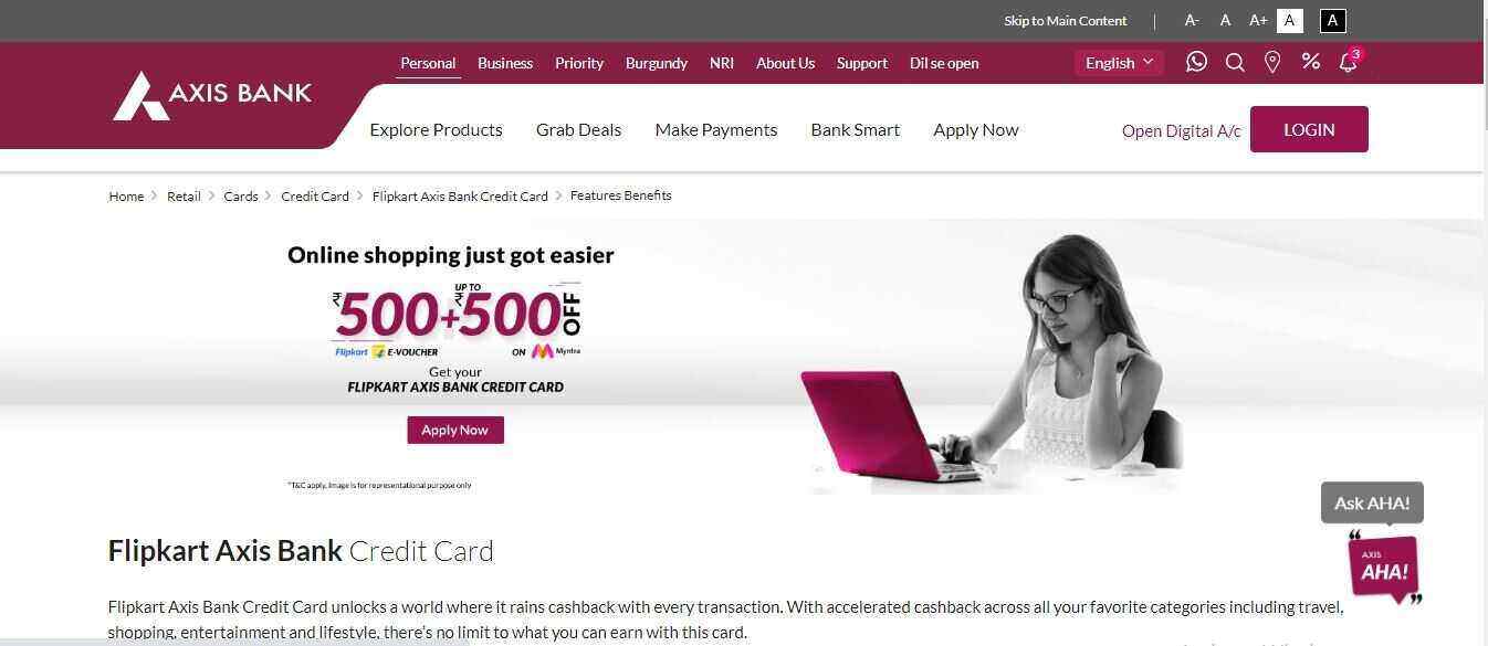 Flipkart Axis Bank Credit Card Online Apply 2023