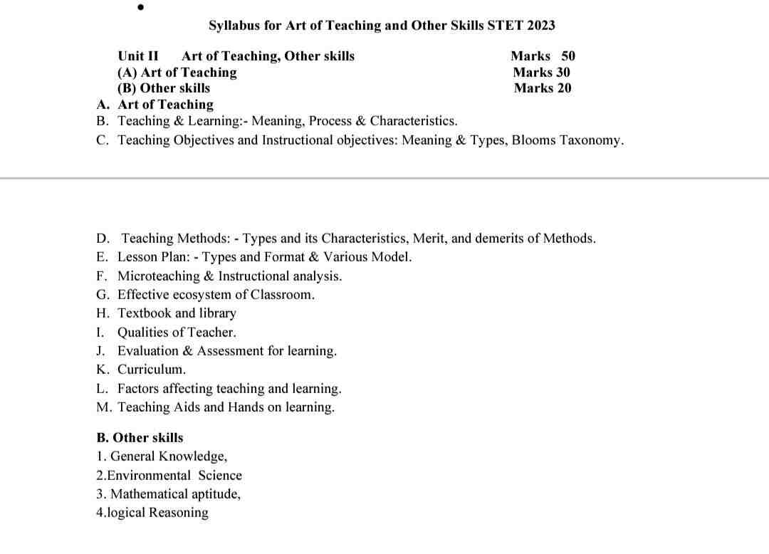 Bihar STET Paper 1 Science Syllabus Pdfs 