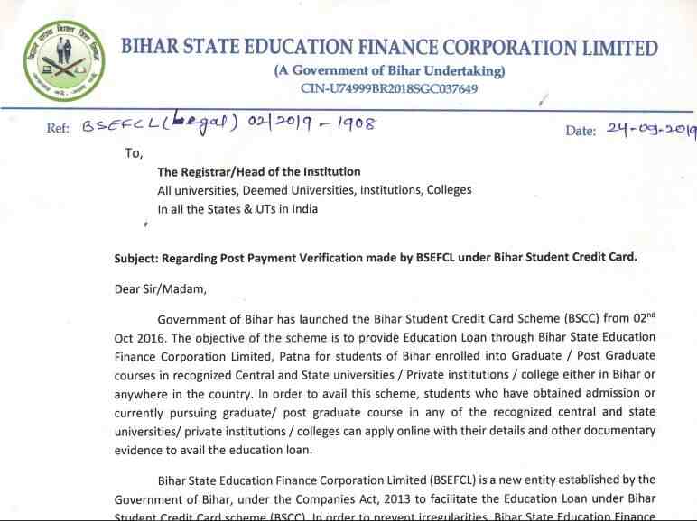 Bihar BEd Course Credit card