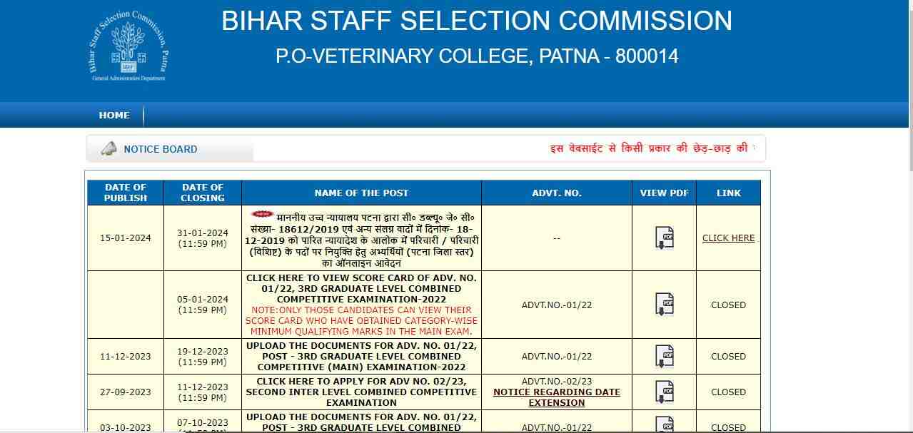 Bihar Karyalay Parichari Group D Vacancy 2024