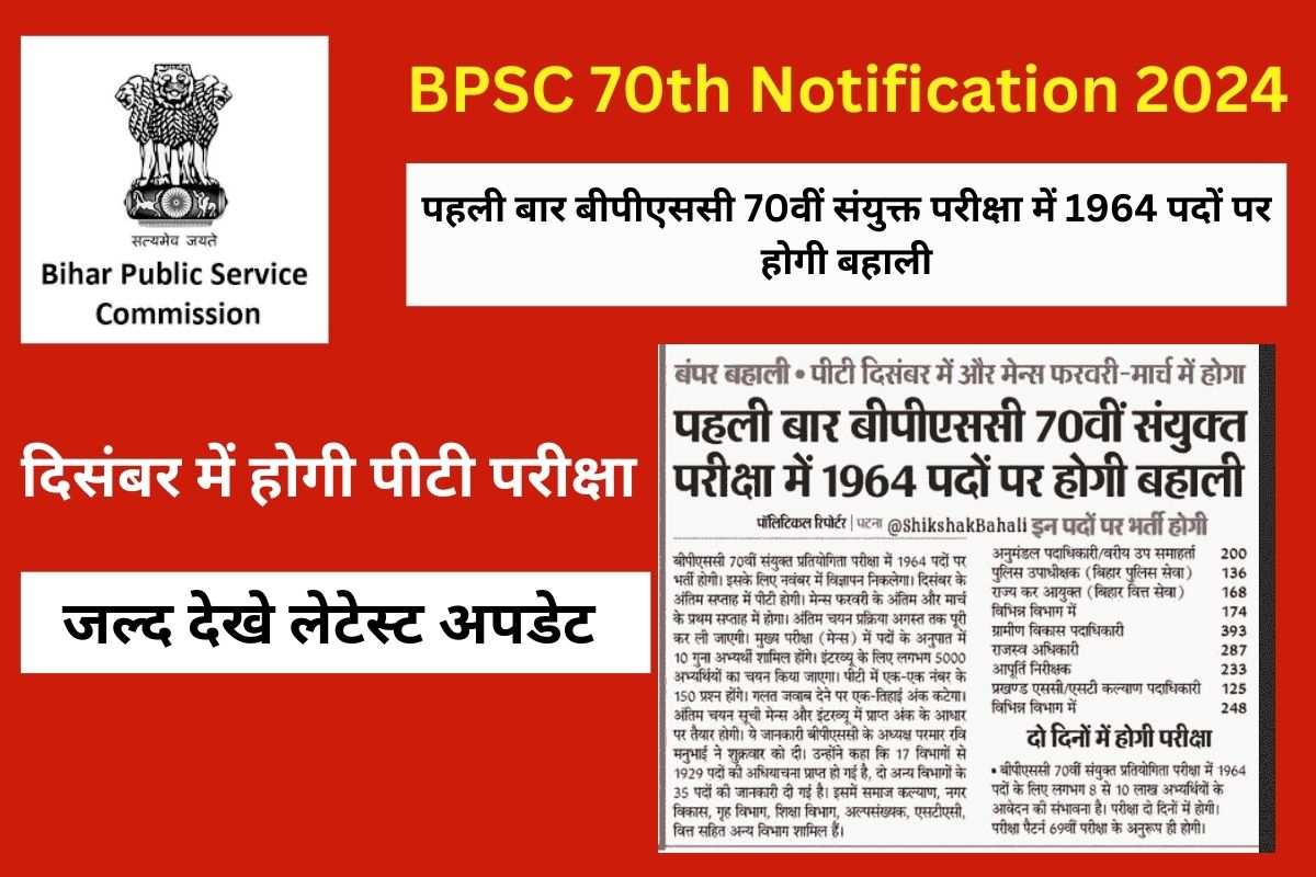 BPSC 70th Notification