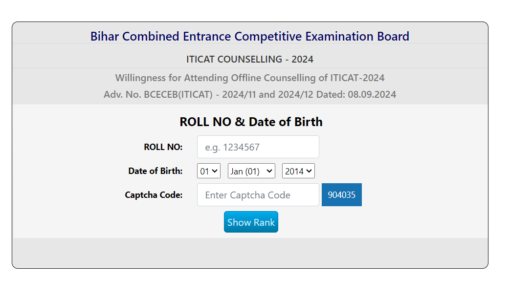 Bihar ITI Mop UP Counselling 2024 Online 