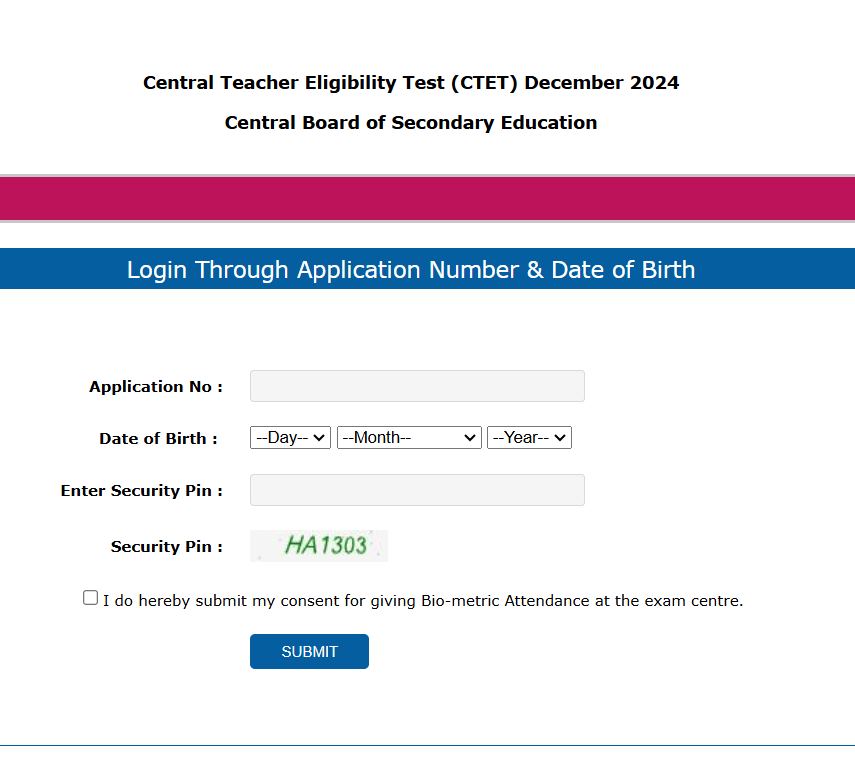 CTET December Admit Card