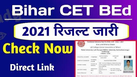 Bihar CET BEd Result 2021