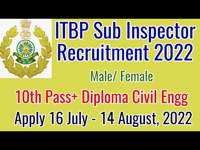 ITBP Sub Inspector Recruitment 2022