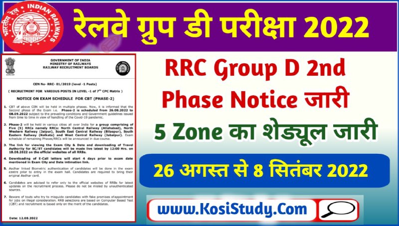 Railway RRB Group D 2nd Phase Exam Date 2022