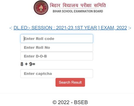 Bihar D.El.Ed Exam Result 2022
