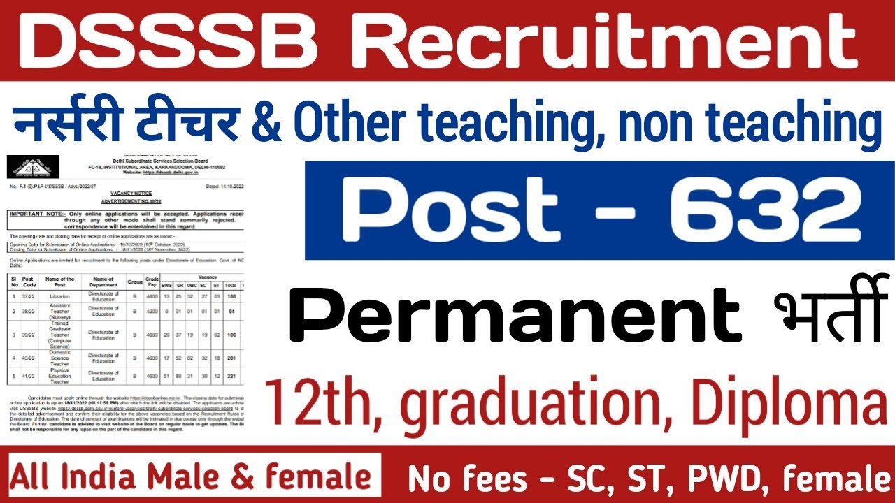 DSSSB Librarian Recruitment 2022