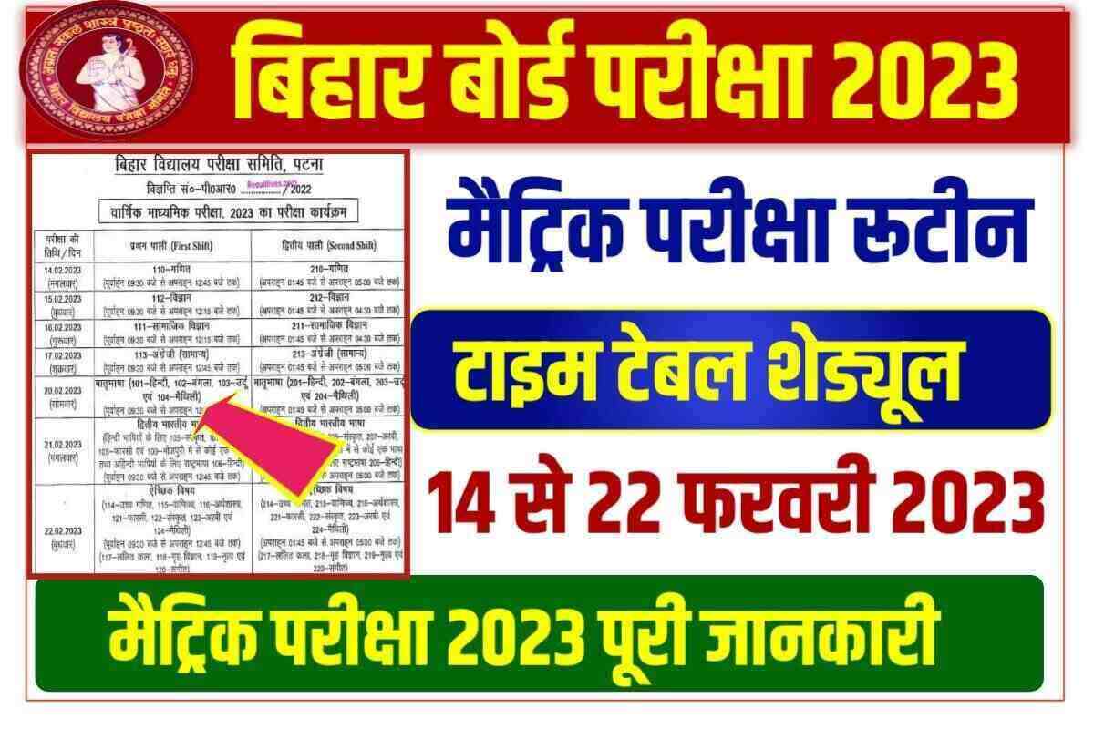 Bihar Board 10th Exam Routine 2023