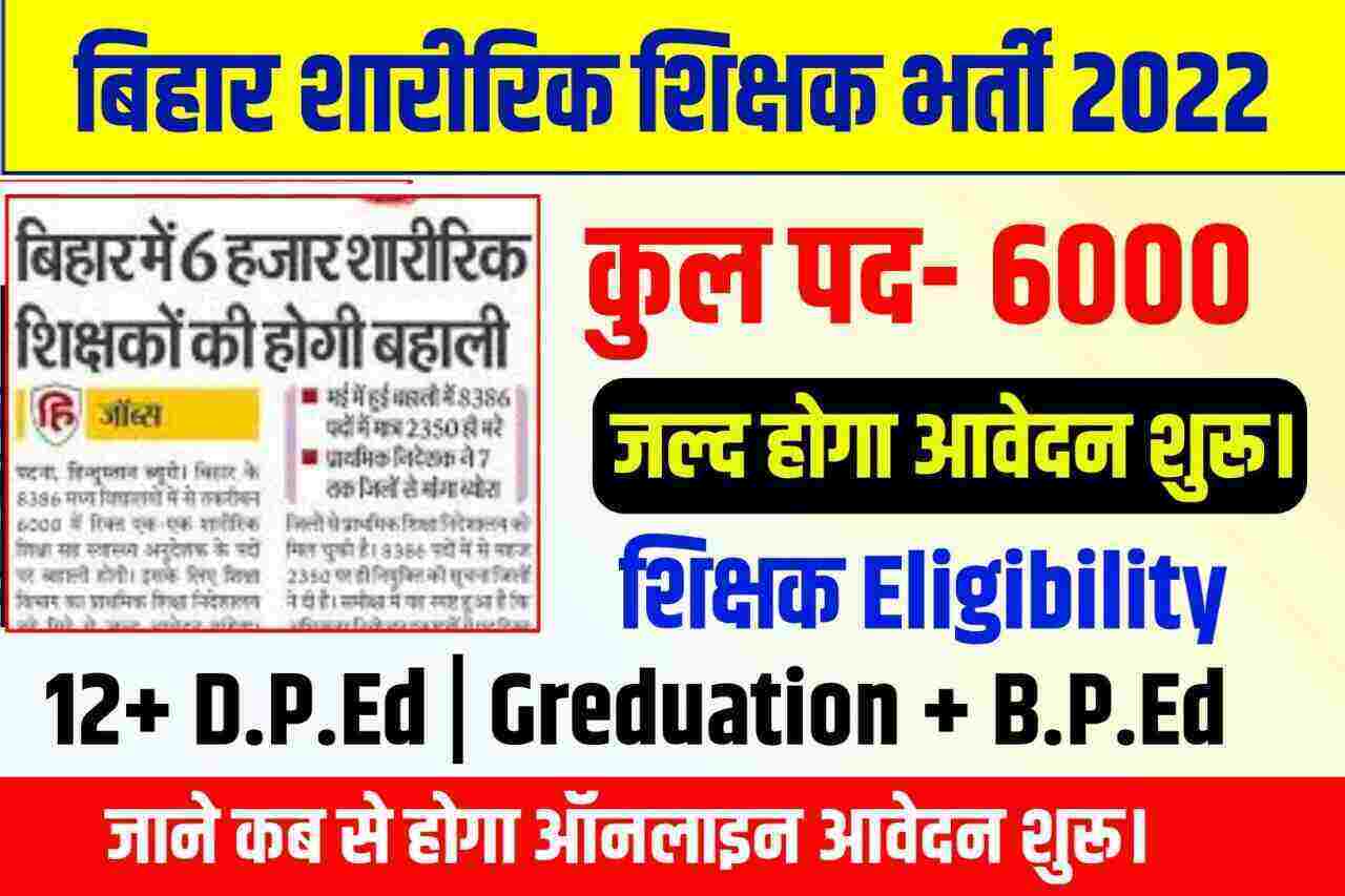 Bihar Physical Teacher Vacancy2022