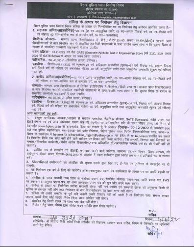 Bihar Police Construction Department Recruitment 2022