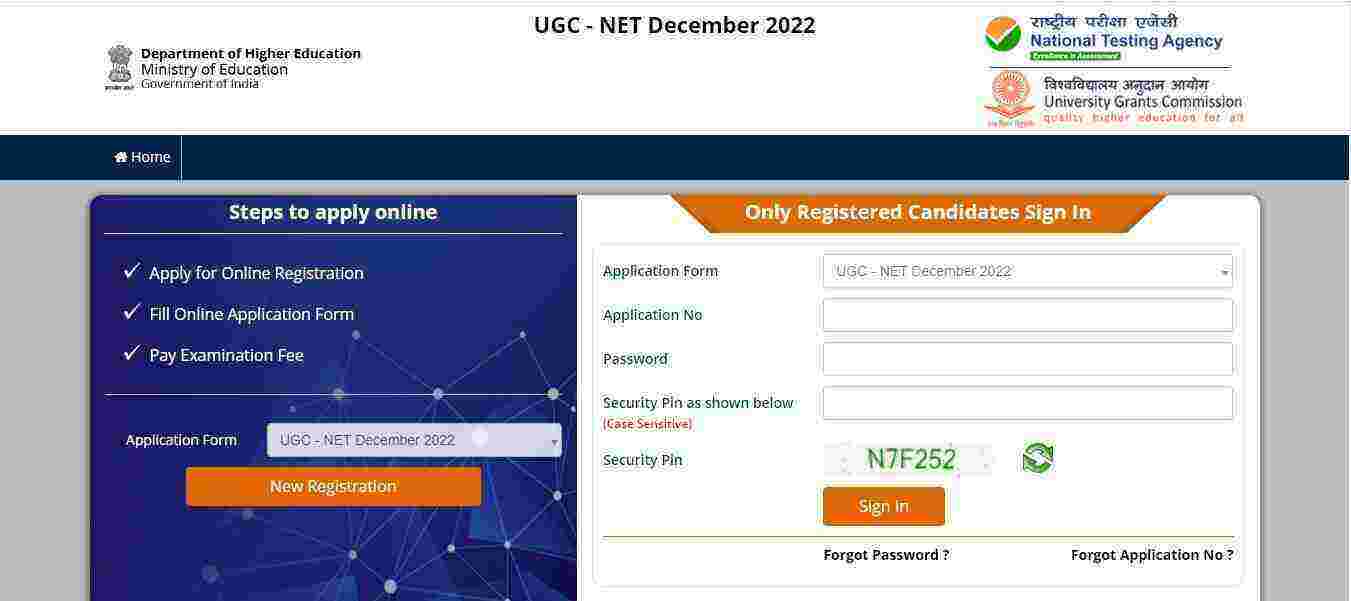 UGC NET Online Application Form 2023