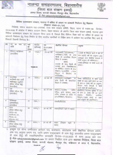 Biharsarif District Level Recruitment 2023