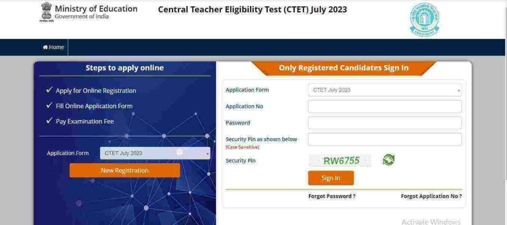 CTET Online Apply 2023