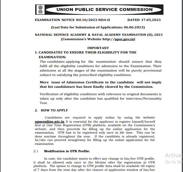UPSC NDA 2 Application Form 2023