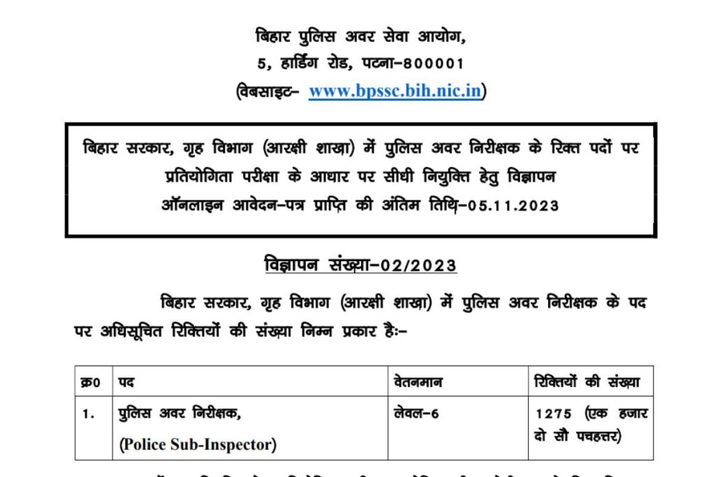 Bihar Police Daroga Vacancy 2023